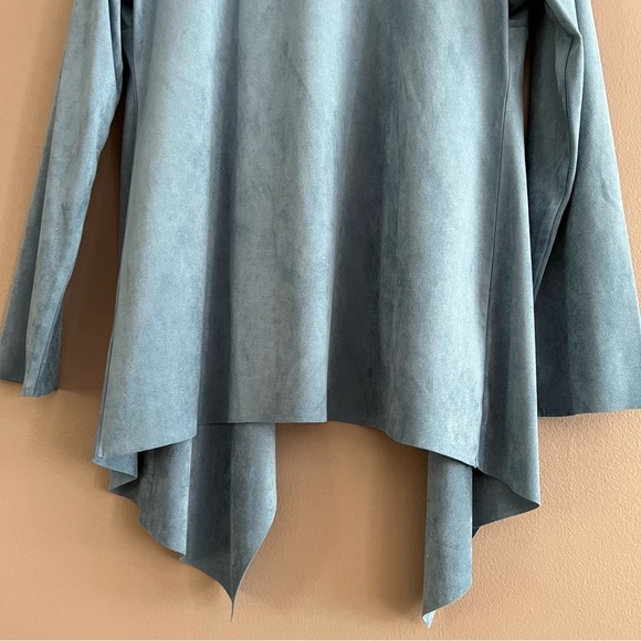 Soft Surroundings Womens Waterfall Cardigan Faux Micro Suede Baby Blue Size S - Picture 7 of 13
